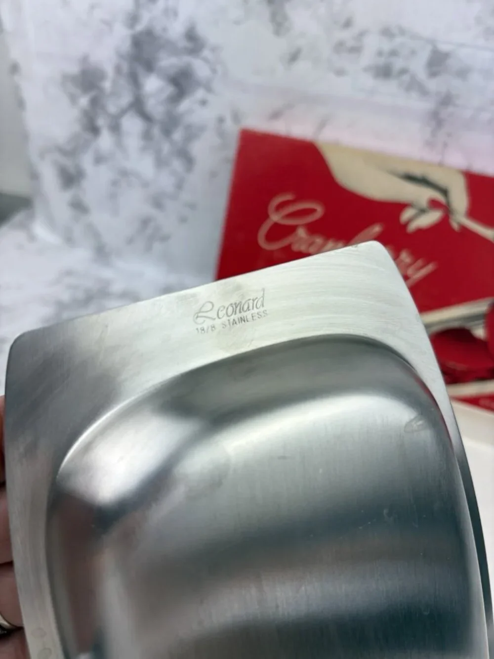 *Vintage Leonard Stainless Steel 18/8 Cranberry Serving Set Holiday Thanksgiving